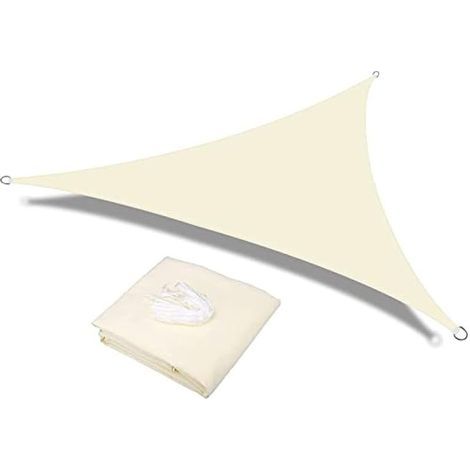 Wasserdichtes dreieckiges Sonnensegel 2,5 x 2,5 x 2,5 m, 98 % UV-Schutz, cremeweiß, mit kostenlosem Seil, für Garten-, Terrassen- und Partypartys. (1/5)