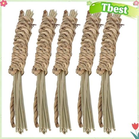 Tbest Jouet à mâcher en jonc de mer 5pcs Jouets à Mâcher d'Herbes Marines animalerie jouet Petit bâton à mordre en corde aquatique (1/5)