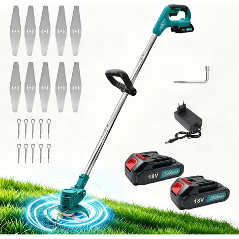 Débroussailleuse Électrique sans Fil Coupe Bordure avec 2 Batteries 3.0 Ah, Tête Pivotante 90°, Gazon Pliable, pour Jardin Pelouse et Désherbage Facile (1/5)