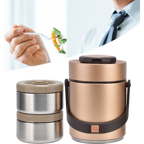 Isolierte Lunchbox aus Edelstahl 304 mit großem Fassungsvermögen für Schüler, Erwachsene und Büroangestellte luftdichter Vakuumbehälter goldfarben. (1/5)