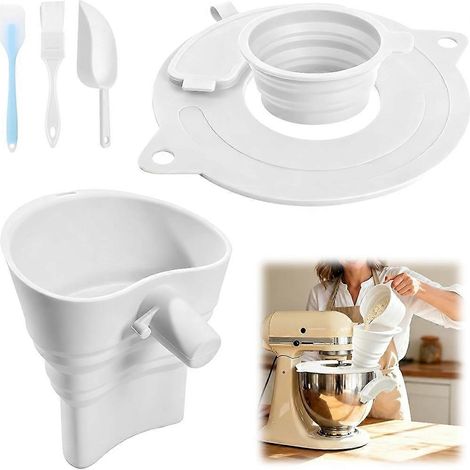 Mess Flour entonnoir silicone Collapsible Pouring protection accessoire pour KitchenAid robot pâtissier 4.5 5 qt (1/5)