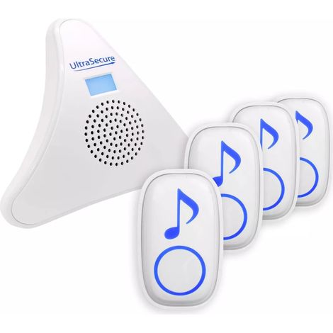 Kit d'appel panique SOS sans-fil 300m 4 boutons + carillon triangle alimentation de secours 35 mélodies (DA600+) (1/5)