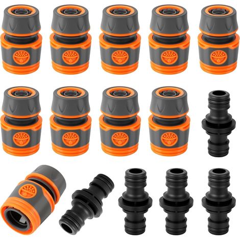 Kit de Raccords Tuyaux, 15 Pièces 1/2 Pouce 13mm Double Fiche Tuyau D'arrosage Prolongateur, Raccord Tuyau Rallonger Tuyau Familial (1/5)