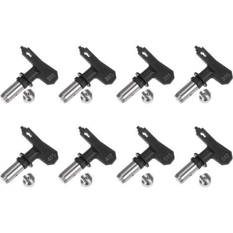 8 pièces verschiedene Größen umkehrbare Spritzdüsen Airless-Spritzgerät 211, 215, 311, 315, 415, (1/5)