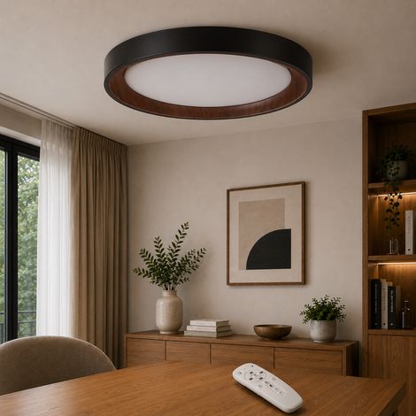 Dekorative LED-Deckenleuchte, 40 W, CCT 3000–6000ºK (Einstellbar Lichtton), Fernbedienung, schwarzes Finish (1/5)