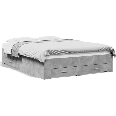 Maison Exclusive - Cadre de lit avec tiroirs sans matelas gris béton 120x200 cm (1/5)
