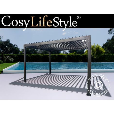 Bioklimatischer Pergola-Pavillon Monterey S2, 3x4m, Schwarz - Dancover
