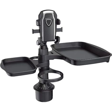 Extension de Tasse de Voiture, Station de Tasse pour Voiture, Plateau de Table Alimentaire 4 en 1 de Voyage, Plateau pivotant de Voiture Compact, Table Porte-gobelet Tout Usage, Rotation à 360 (1/5)