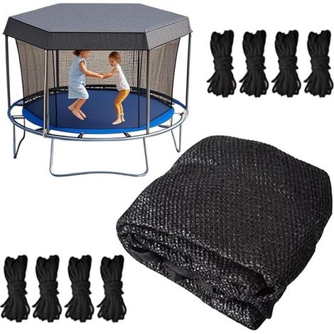 Funda para trampolín - Toldo parasol - Para exteriores - Material resistente a desgarros - Hasta 43 m - Negro (1/5)