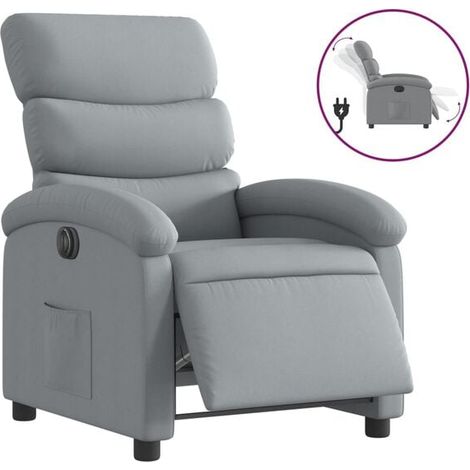 Fauteuil inclinable électrique en tissu gris clair (1/5)