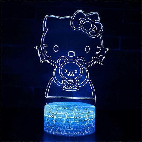 Veilleuse Hello Kitty 3D, 7 couleurs, tactile, lampe de chevet, cadeauB (1/3)