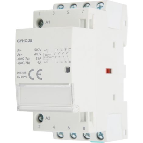 Contacteur modulaire 4P, module de commande de circuit industriel/domestique 4NO 230 V 50 Hz GYHC-25 (1/5)