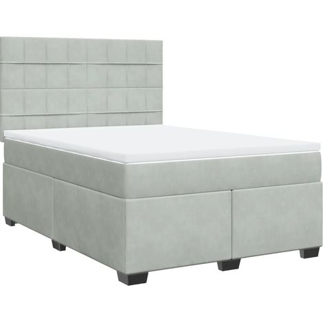 Maison Exclusive - Giroletto a Molle con Materasso Grigio Chiaro 140x190cm Velluto (1/5)