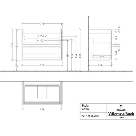 Villeroy & Boch C79600VR Lavabo US Skyla C79600 772x596x