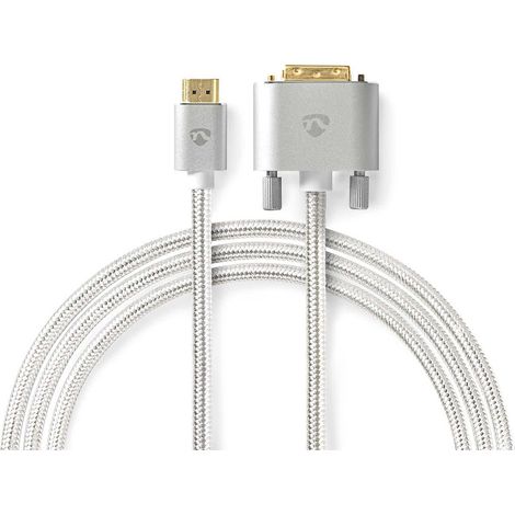 Cable hdmi conector hdmi dvi d 241 pines macho 2560x1600 chapado en oro 200 metros recto trenzado plata caja con ventana cubierta