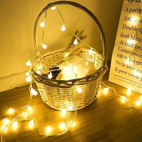 BUNTHAUS 6M Guirlande Lumineuse,Guirlande Lumineuse Boules,40 Petites Boule Étanche IP65,Alimenté batterie Eclairage Décoration Intérieur et Extérieur, pour Maison,Festival,Blanc Chaude(1000K)