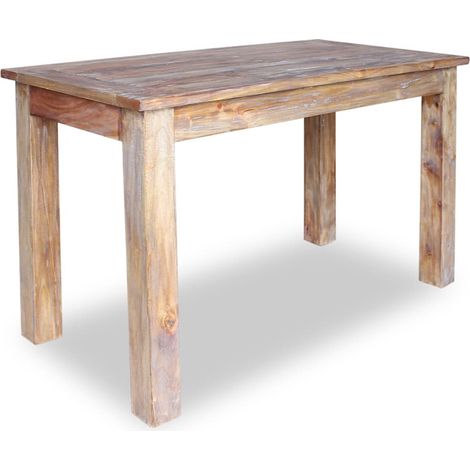 Les Tendances – Table de salle à manger rectangulaire en bois massif de récupération – Longueur 120cm – Style vintage – Unique et authentique (1/5)