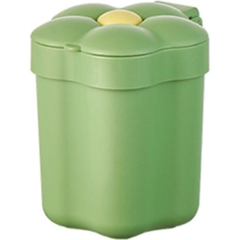 Mini poubelle de bureau avec couvercle, jolie poubelle portable, petite poubelle pour chambre, bureau, salon(vert) (1/4)