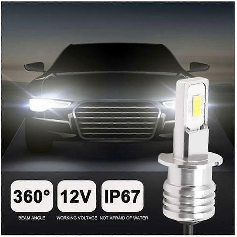 Kit de 4 ampoules LED H3 ultra-lumineuses pour phares antibrouillard, feux de route, blanc 6000K, 100W (1/5)