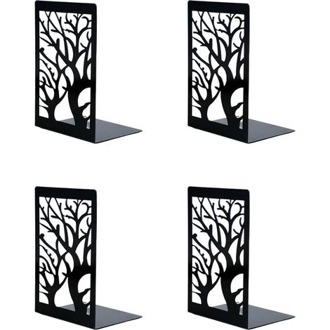 Bookend - Acier - 12 x 9,3 x 17,2 cm - Noir Mat - Antidérapant - Pour Bureau Maison Bibliothèque - 2 Pièces