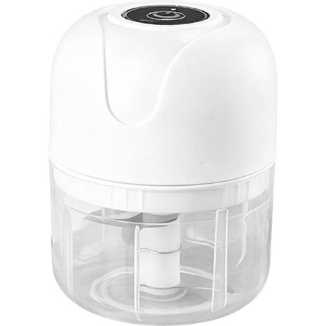 Mini hachoir à ail électrique portable, rechargeable par USB, sans fil, étanche, à une touche, en matériau de qualité alimentaire, pour bébé, légumes, viande, gingembre, 250 ml, blanc (1/5)
