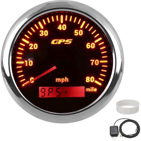 GARRYFIZH Compteur de Vitesse GPS 85mm/3.35″ 80MPH Odomètre Acier Inox Universel pour Voiture Bateau (Noir) (1/5)