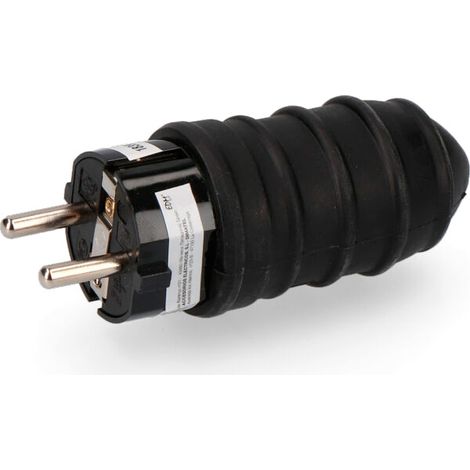 Clavija de goma 16a 250v t/tl tipo f 4,8mm ip44 negra (envasada) (1/2)