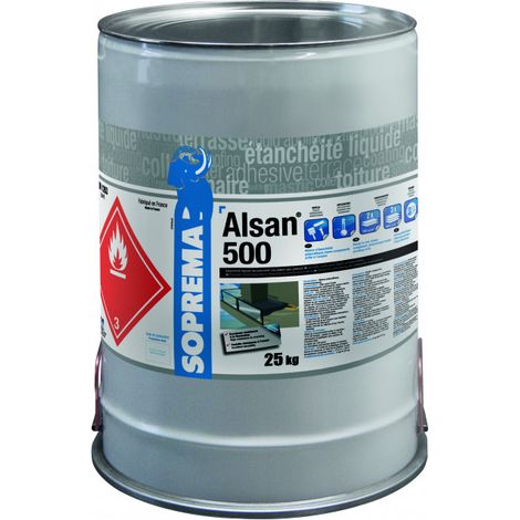 Soprema – Résine polyuréthane ALSAN 500 RAL7032 – 25kg – Étanchéité liquide circulable pour chantiers humides – Prête à l'emploi