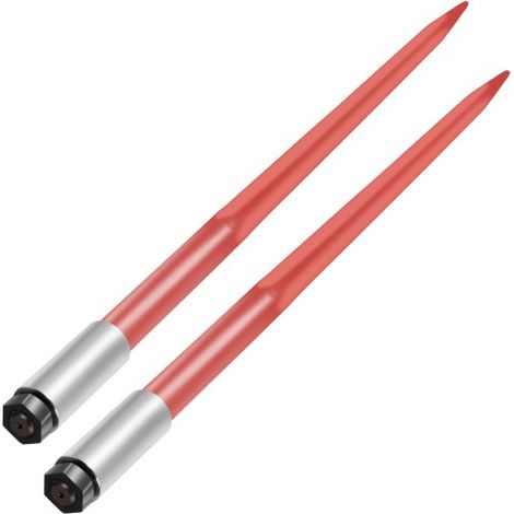 Heusapf, 109,2 cm, 1366 kg Tragkraft, Ballenspieß, Schnellbefestigung, quadratische Heuballenspieß, 4,3 cm, rot beschichtete Ballengabeln, Heusapf mit Sechskantmutter und Hülse für Schaufeln, Traktore (1/5)