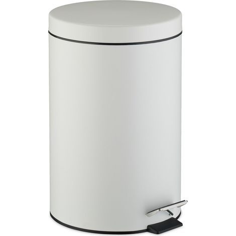 Relaxdays Kitchen Bin, 20 Litres, with Lid, Removable Inner Bucket, Foot Pedal, Matte Finish, Waste Disposal, White (1/5)