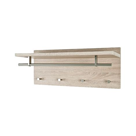 Porte-manteau mural design 4 patères et penderie chêne clair Mista