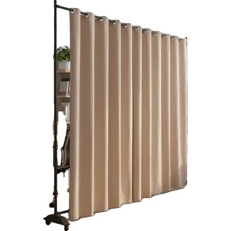 Biombo plegable, diseño portátil, altura regulable, color marrón. (1/2)