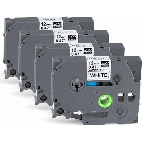 Tigrezy 4 x Ruban Etiqueteuse Cassette Ruban pour étiqueteuse Noir sur Blanc 12mm x 8m,Compatible Brother P-Touch étiqueteuses PT-E100 PT-E200 D200 D210 H100 P300BT 1010 1090 110CH 1230PC (1/5)