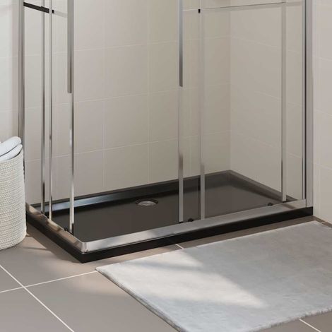 vidaXL Plato de ducha rectangular negro ABS 70x120 cm (1/4)
