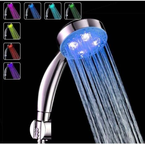 Pommeau De Douche à Changement de Couleur LED, Pommeau de Douche à LED à Main 7 Couleurs Douchette Douche Salle de Bain, LED Pommeau de douche Haute Pression Economie d'Eau Pulvérisateur (1/5)