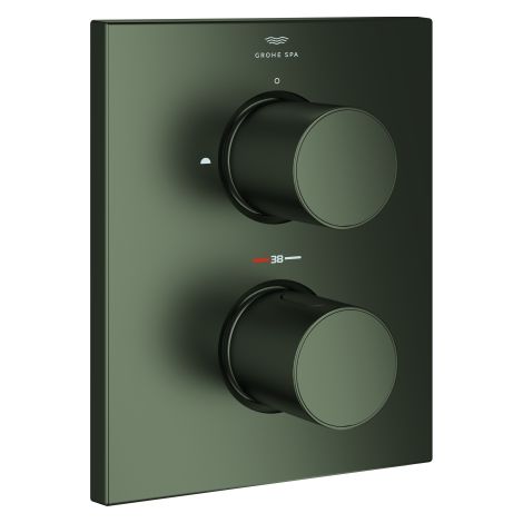 GROHE Thermostat Grohtherm F 100752, mit integrierter 2-Wege Umstellung, für Wanne oder Brause mit mehr als einem Abgang, Fertigmontageset für Rapido T 35 500, ohne Unterputz-Einbaukörper, satin graph
