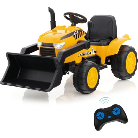 Tractor eléctrico 114 x 58 x 59 cm con mando a distancia 2,4G y amplio asiento PP amarillo 200019180