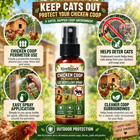 KineShineX Chicken Coop Perimeter Cat Repellent Spray - Outdoor Chicken Coop Perimeter Cat Repellent Spray to Repel Stray Cats (1/4)