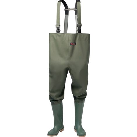 Combinaison de travail taille 45 vert olive en PVC sur tissu de support en polyester (1/2)