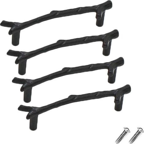 Lote de 4 tiradores de cajón vintage de aleación de zinc para armario, cajón, casa de campo, cabaña (96 mm, negro) (1/5)