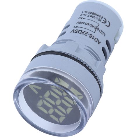 AD16-22FSV Rundes digitales Spannungsmessgerät, Voltmeter, 60–500 V AC, Weiß (1/5)
