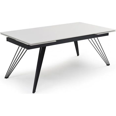 Table extensible 160/240 cm céramique blanc pieds filaires - OREGON 01 (1/5)