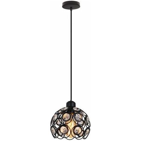 Modern Crystal Pendant Light E27 Chandeliers Ceiling Lights Industrial Black (Bulbs Not Included) (1/4)