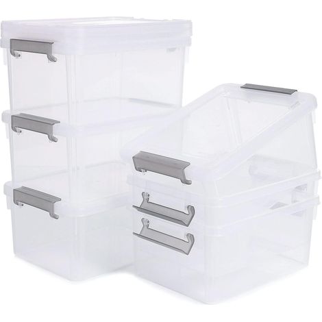 6er Set Aufbewahrungsboxen mit Deckel 3L, stapelbar, transparent, PP Kunststoff (1/5)