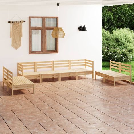 8-tlg. Garten-Lounge-Set Massivholz Kiefer (1/5)