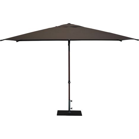 Ombrellone da Giardino 3x2 m Palo Ø38 mm in Alluminio Effetto Legno Tessuto Poliestere Trend Wood Taupe (1/5)