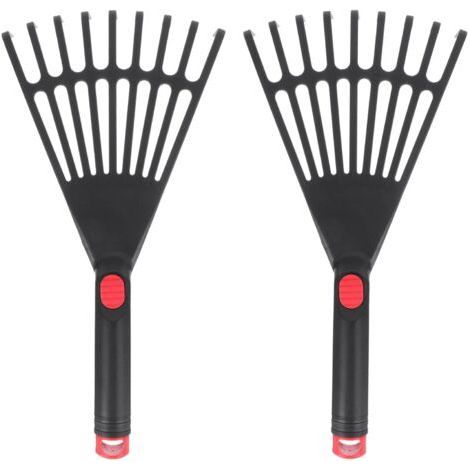 Lot de 2 râteaux de Jardin à Main en Plastique avec poignée Ergonomique, Petit râteau pour Feuilles, Jardinage, Culture, ameublir Le Sol et étaler Le paillis (1/5)
