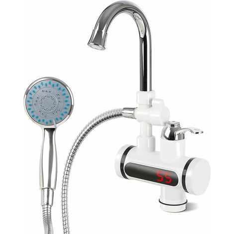 RUBINETTO MISCELATORE ELETTRICO SPINA CALDAIA ACQUA CALDA CON DISPLAY E DOCCETTA