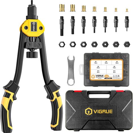 Lot de 200 douilles filetées universelles pour pince à riveter 7 mandrins à riveter interchangeables et mandrins de transport en M3 M4 M5 M6 M8 M10 M12 (1/5)