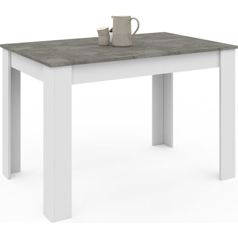 Idmarket – Table extensible rectangulaire ROZY 4 personnes – Plateau effet béton 110 cm – Structure en panneaux de particules – Style contemporain